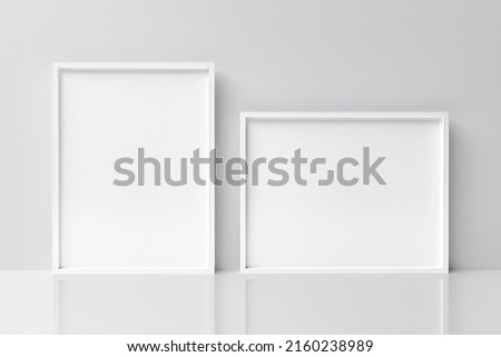 Realistic White Landscape Blank Photo Frame Mockup And Vertical Wall Empty 3D Picture Frame