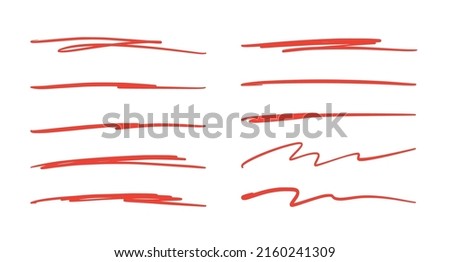 Red brush stroke underline. Marker pen highlight stroke. Vector swoosh brush underline set for accent, marker emphasis element. Royalty-Free Stock Photo #2160241309