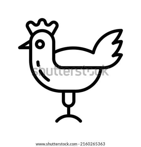 Chicken Icon. Line Art Style Design Isolated On White Background