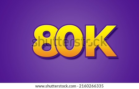 80k followers celebration vector banner with text. Social media achievement poster. 80k followers thank you lettering. Golden sparkling.