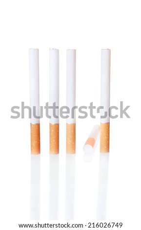 Cigarette in the Row with One Fallen as a Notion that Smoking Kills