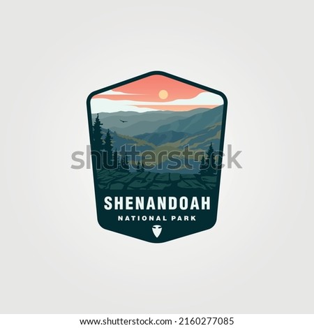 shenandoah national park logo patch vector illustration design, shenandoah landscape design Royalty-Free Stock Photo #2160277085