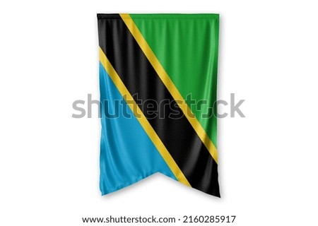 Tanzania flag and white background. - Image.