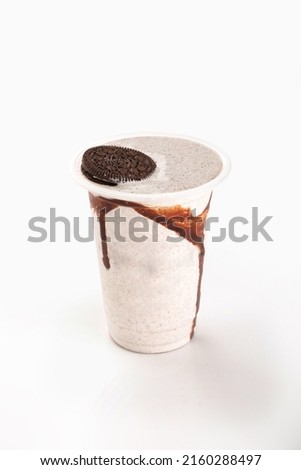 Chocolate Cookies Cream smoothie with white background