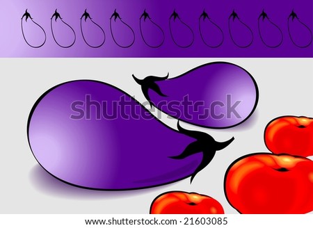 Illustration of a brinjal and tomato	