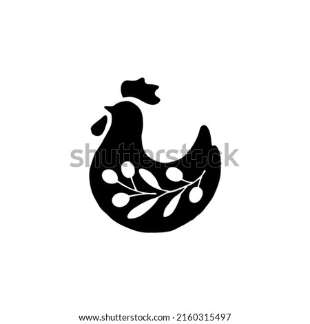 chicken and olive black silhouette vector symbol design