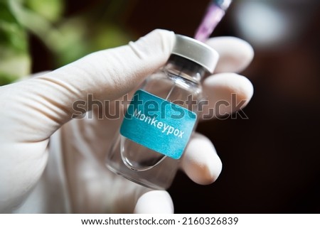 A vial of vaccine for Monkeypox virus Royalty-Free Stock Photo #2160326839