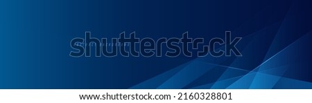 Abstract modern blue horizontal banner background with geometric diagonal overlay layer and glowing lines. Suit for banner, poster, cover, header, flyer, brochure, website, presentation. Royalty-Free Stock Photo #2160328801