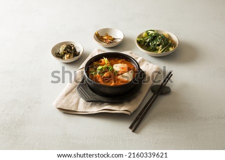 Korean food on the table in restaurant menu Royalty-Free Stock Photo #2160339621