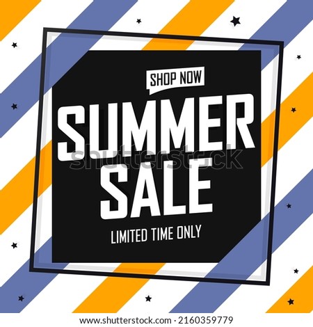 Summer Sale, discount poster design template, store offer banner. Season shopping, promotion banner
