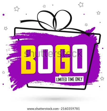 BOGO, Sale poster design template, buy 1 get 1 free. Promotion banner for shop or online store, spend up and save more