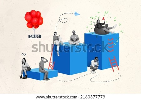 Photo cartoon comics sketch collage of different people having own place in working industry chain isolated beige color background Royalty-Free Stock Photo #2160377779