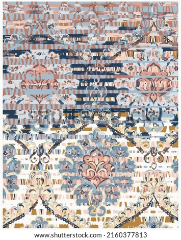 Carpet bathmat and Rug Boho style ethnic design pattern with distressed woven texture and effect Royalty-Free Stock Photo #2160377813