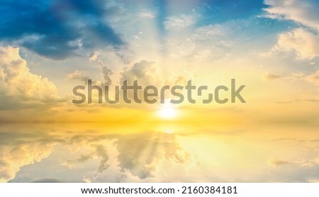 Background sky during sunset and water reflections