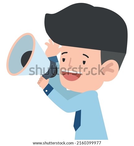 Business man speaking into a megaphone