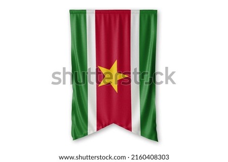 Suriname flag and white background. - Image.