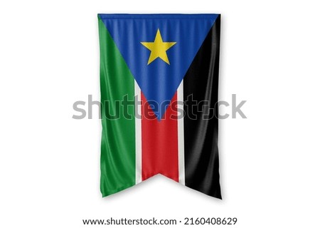 South Sudan flag and white background. - Image.