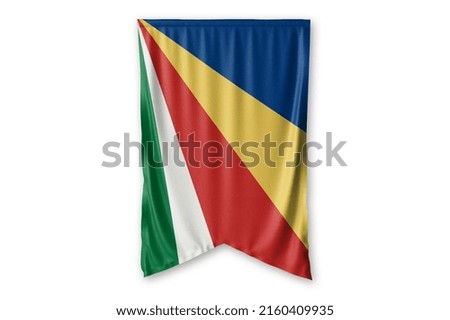 Seycheiles flag and white background. - Image.