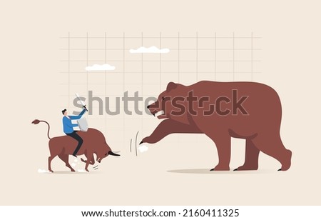 Bullish vs. Bearish Markets Stock Exchange Concept. Wait for the market to reverse from a bear market to a bull market. Graph, Stock exchange, Financial, Bitcoin. Investors ride bulls to fight bears.