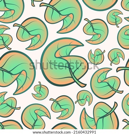 Seamless Pattern of Dry Leaves Swinging Single On One Side. Vector Illustration Format.