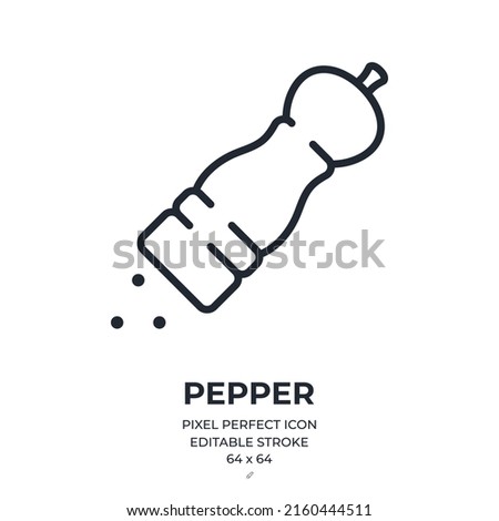 Pepper grinder editable stroke outline icon isolated on white background flat vector illustration. Pixel perfect. 64 x 64. Royalty-Free Stock Photo #2160444511