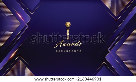 Golden Blue Diamond Square Shape Award Background. Jubilee Night Decorative Element Invitation Card. Elegance Film Award Artwork. Classic LED Screen visual.