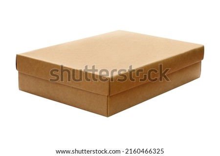 Cardboard box with brown lid isolated on white background.Packaging box
