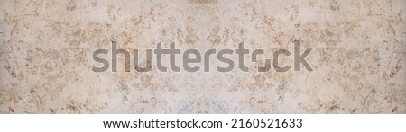 Old brown gray rusty vintage worn shabby ornate patchwork motif porcelain stoneware tiles stone concrete cement wall texture background banner panorama Royalty-Free Stock Photo #2160521633