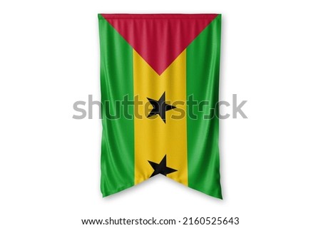 Sao Tome and Principe flag and white background. - Image.