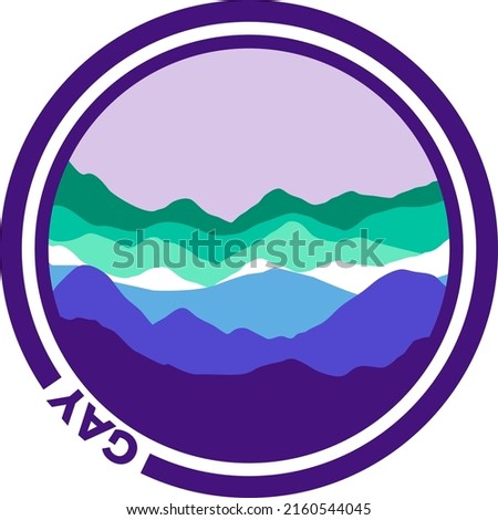 Gay men flag with mountain pattern. Hills with pride colors