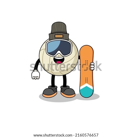 Mascot cartoon of volleyball snowboard player , character design