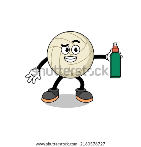 volleyball illustration cartoon holding mosquito repellent , character design