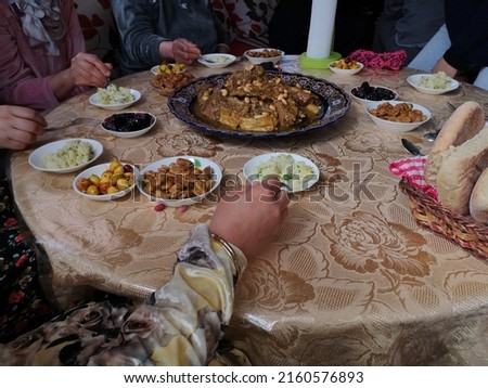 Picture of a traditional Moroccan meal  lamb with prunes