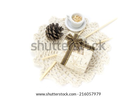 Picture with lace, mini box and decorations