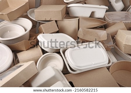 Fast food containers from eco friendly paper and cardboard Royalty-Free Stock Photo #2160582215