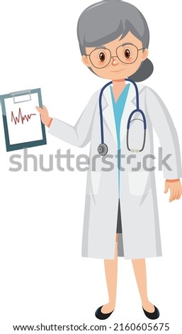 Female doctor in white gown illustration