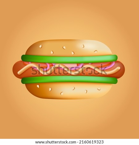 delicious hot dog in plasticine illustration style