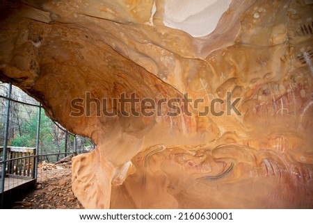 Prehistoric Cave Paintings of Arkaroo Rock - South Australia Royalty-Free Stock Photo #2160630001