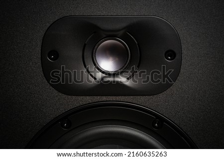 Professional studio speakers. Hi fi audio monitors equipment for sound recording studio. Listen to the music in high quality. Curated collection of royalty free photos for wallpaper and poster design