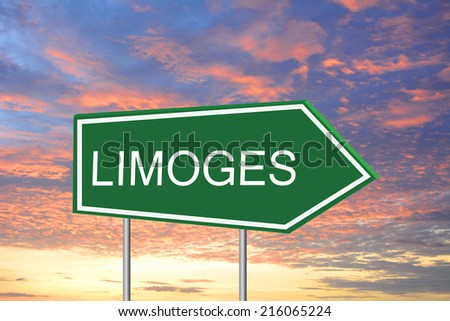 Write a Limoges road sign green