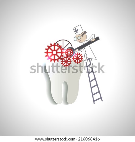 Doctor treats tooth abstract illustration