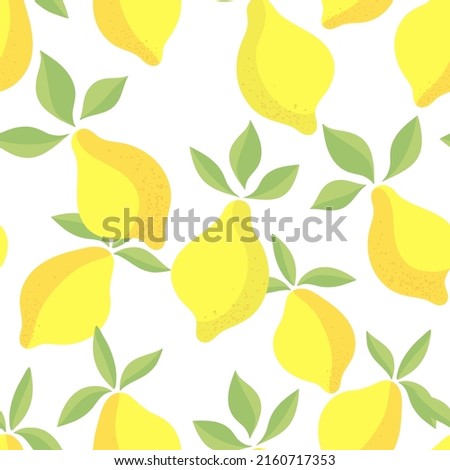 Lemon seamless vector pattern. Summer design. Doodle tropical print.