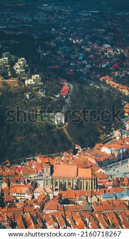 Old town romania Brasov Black Church, top view