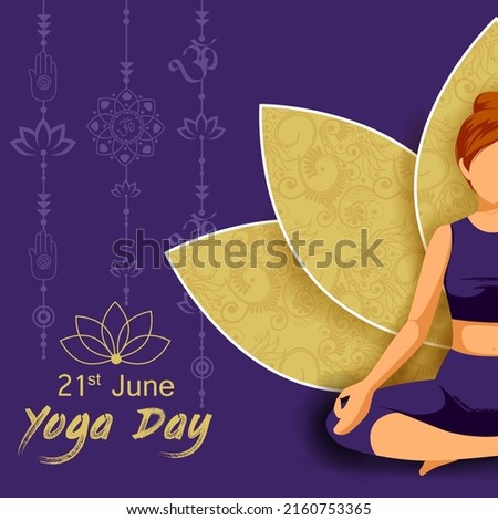 easy to edit vector illustration of women doing asana exercise for International Yoga Day celebration on 21 June