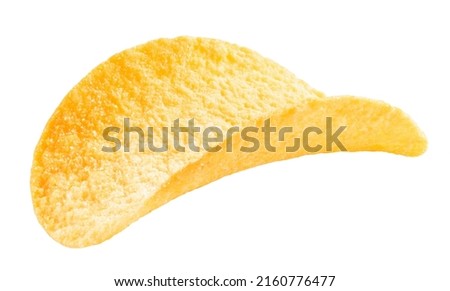 single potato chip isolated on white. texture. the entire image is sharpness. Royalty-Free Stock Photo #2160776477
