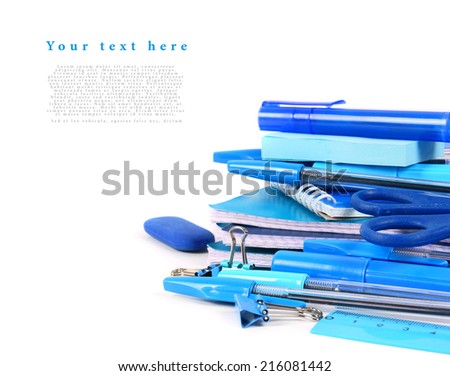 School tools on a white background. With your place for the text.