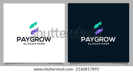 Abstract payment vector logo design with growth arrow logo and abstract letter S. Premium vector