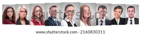 panoramic collage of portraits of young entrepreneurs.