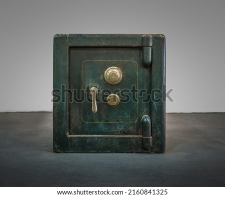 Antique Metal Fireproof Safe Box Royalty-Free Stock Photo #2160841325
