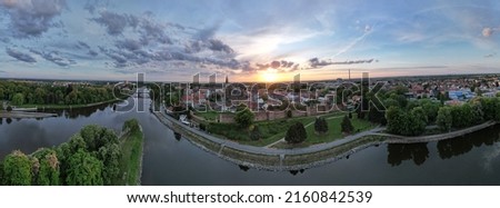 aerial panorama view of Nymburk city, Polabí, Czech republic,Eruope,beautiful landscape of historical old city